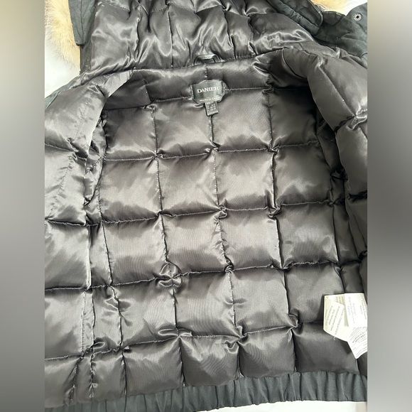 DANIER Down Filled Leather Accent Bomber w Detachable Coyote Fur Hood Trim - Picture 11 of 17